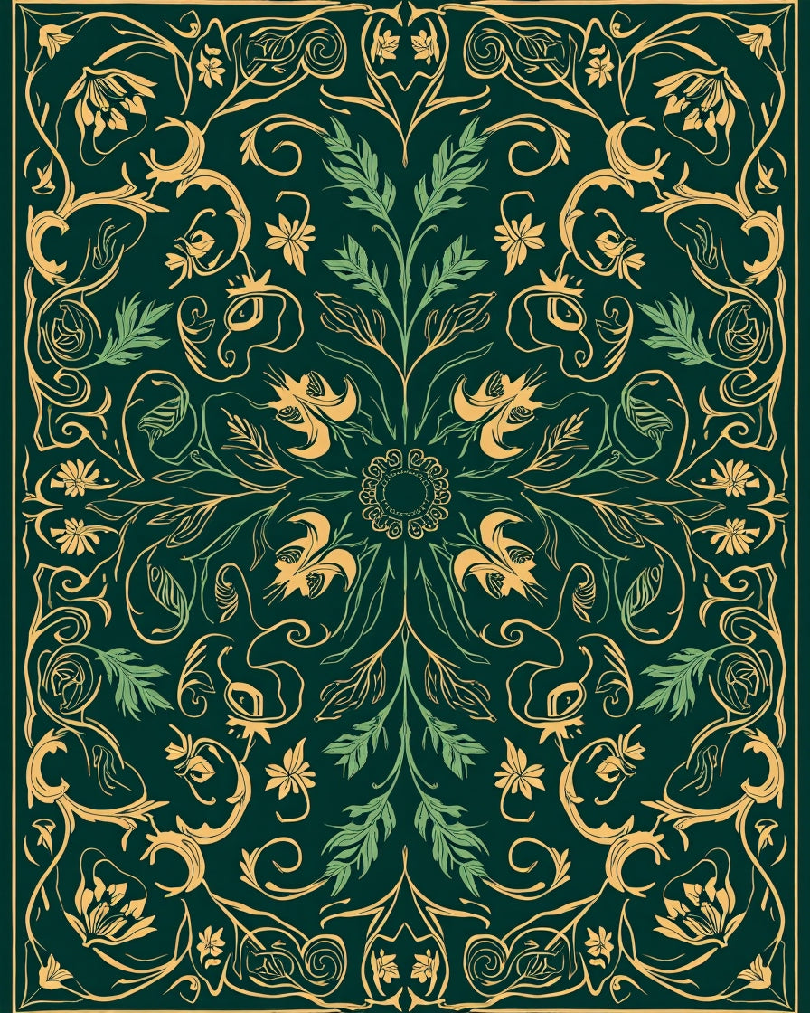 Vintage Floral Vines Pattern Rug