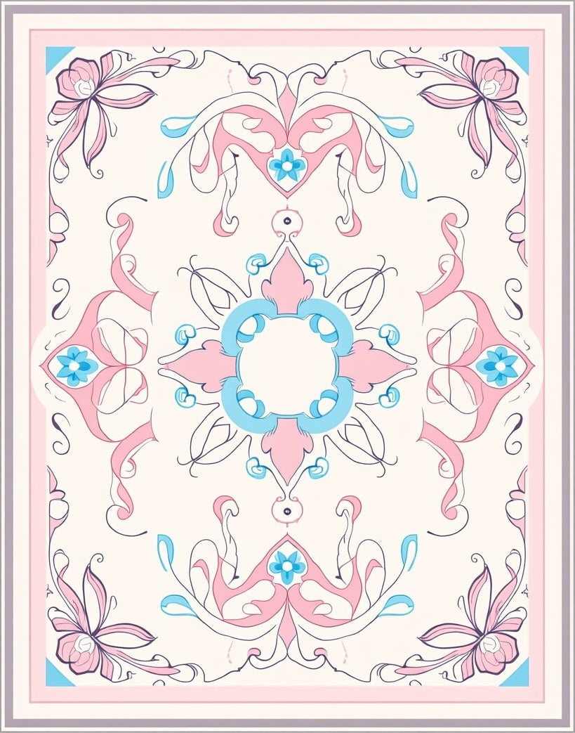 Ornate Floral Swirls Pastel Rug