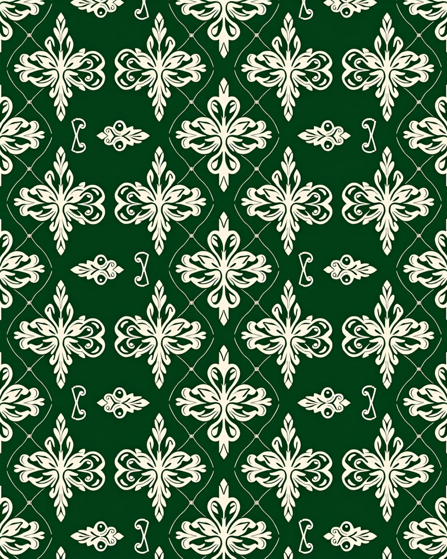 Emerald Green Damask Scroll Rug