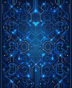 Geometric Circuit Board Abstract Pattern Rug