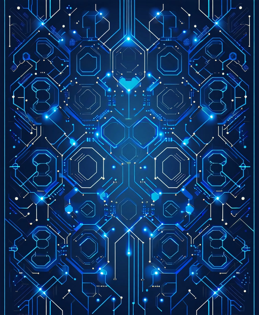 Geometric Circuit Board Abstract Pattern Rug