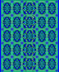 Bold Geometric Blue Green Medallion Design Rug