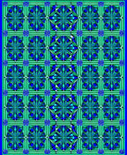 Bold Geometric Blue Green Medallion Design Rug