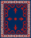 Ornate Red Floral Paisley Blue Rug