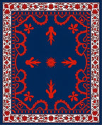 Ornate Red Floral Paisley Blue Rug