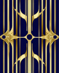 Sleek Gold Art Deco Pattern Rug