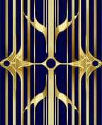 Sleek Gold Art Deco Pattern Rug