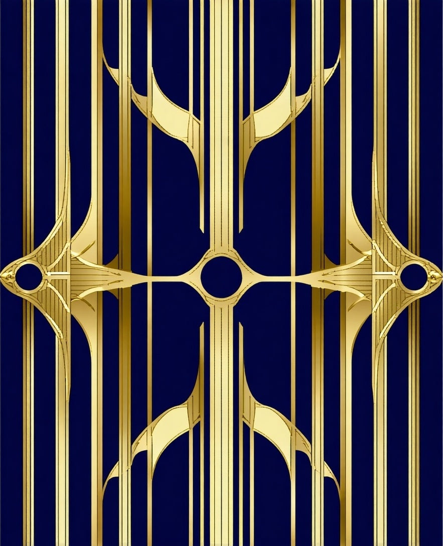 Sleek Gold Art Deco Pattern Rug