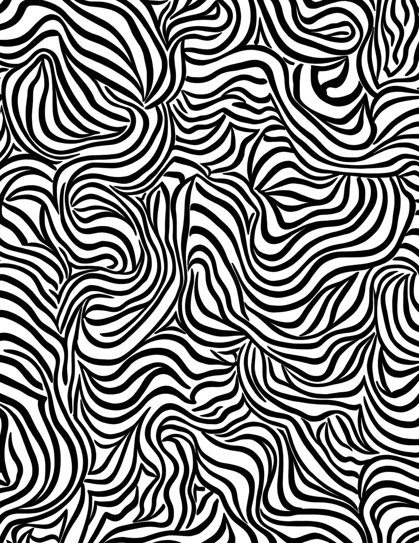 Abstract Black White Wavy Stripes Rug