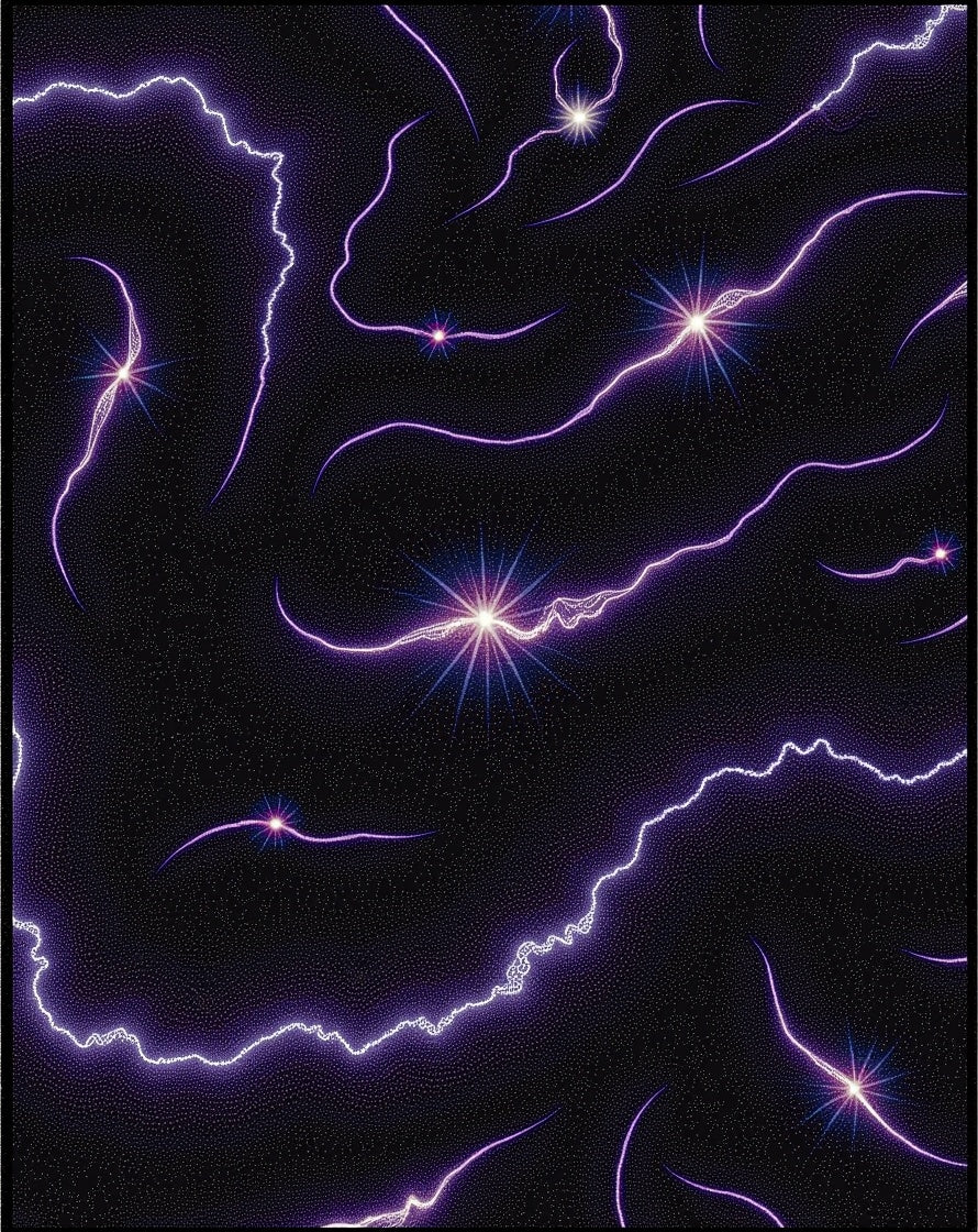 Cosmic Purple Lightning Streaks Rug