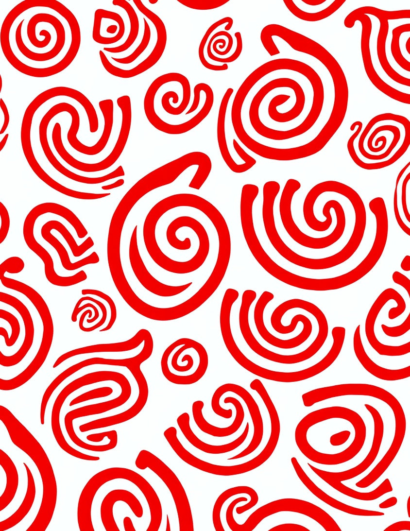 Red Swirls And Spirals Rug