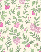 Whimsical Pink Strawberry Floral Leaf Pattern Rug