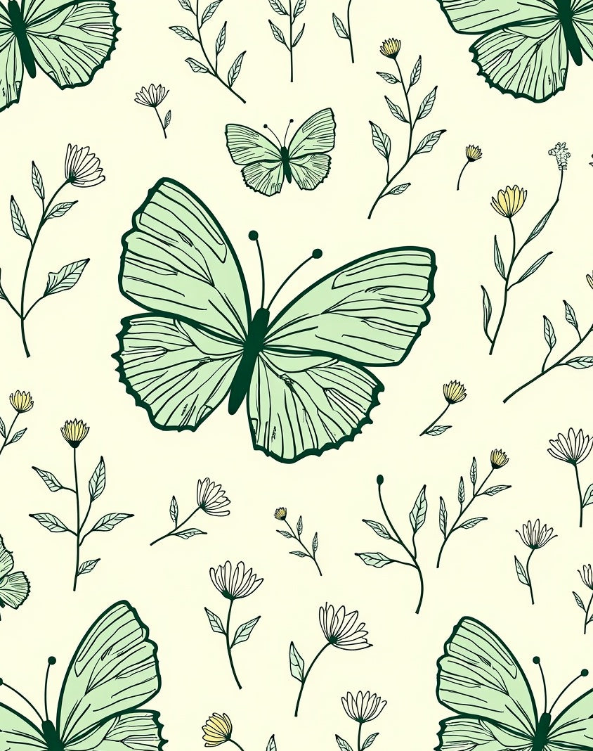 Delicate Butterfly Floral Pattern Rug