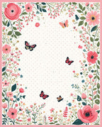 Whimsical Floral Butterfly Polka Dot Design Rug
