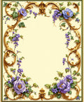 Ornate Floral Gold Scroll Pattern Rug