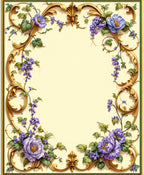 Ornate Floral Gold Scroll Pattern Rug