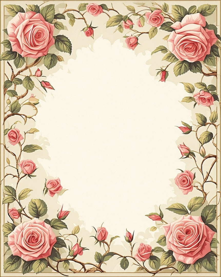Vintage Rose Vine Floral Style Rug