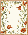 Vibrant Floral Vines Border Rug