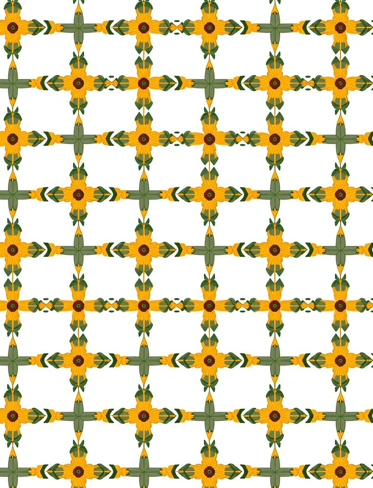 Golden Sunflower Lattice Medallion Rug
