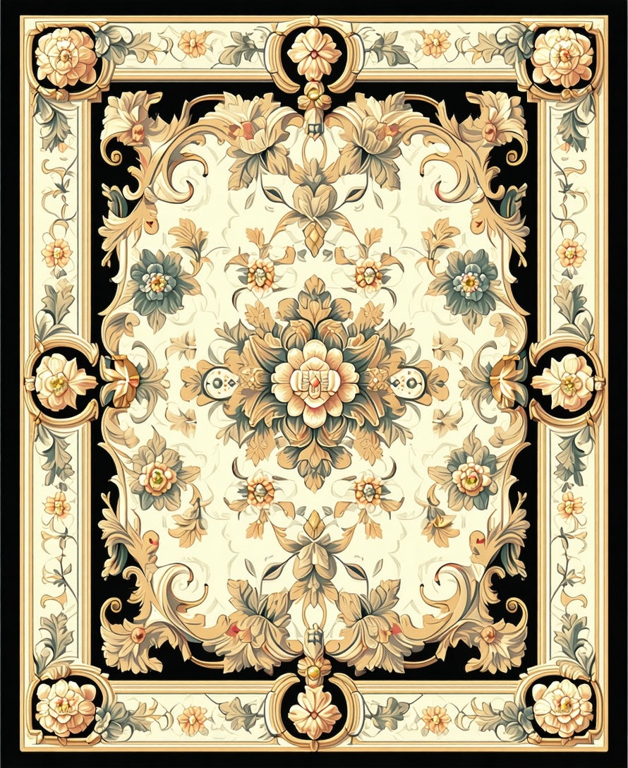 Classic Floral Scrollwork Pattern Rug