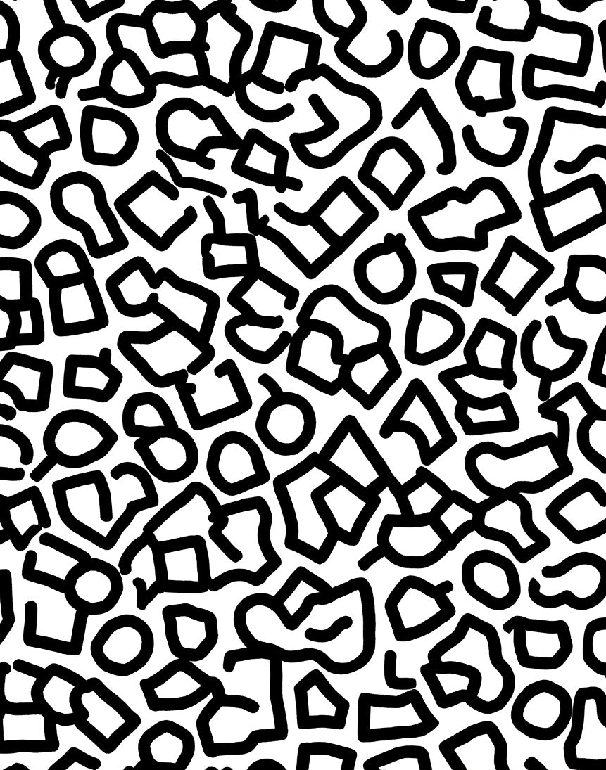 Black White Abstract Organic Forms Rug