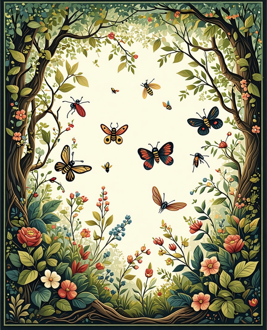 Whimsical Garden Butterflies Blooms Rug