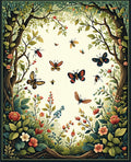 Whimsical Garden Butterflies Blooms Rug