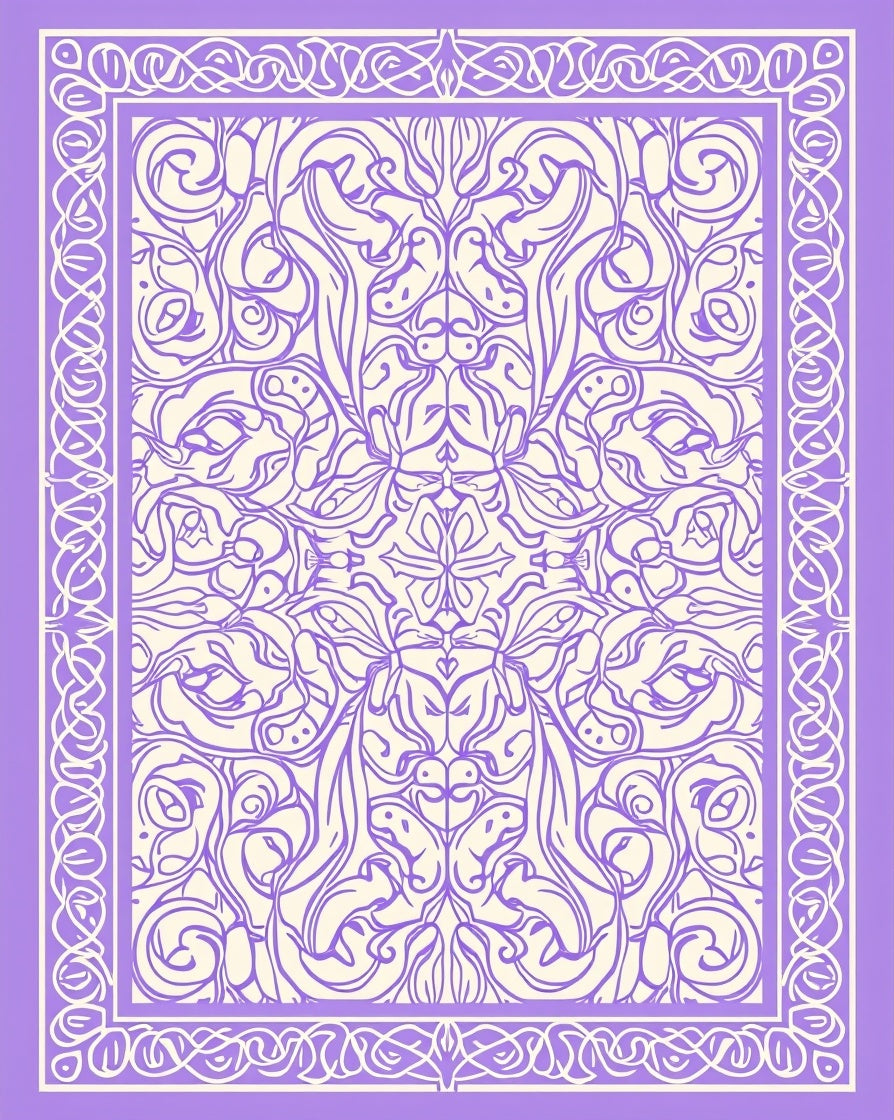 Intricate Lavender Floral Pattern Rug