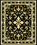 Regal Black Gold Floral Pattern Rug