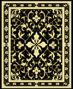 Regal Black Gold Floral Pattern Rug