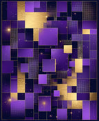 Modern Purple Gold Geometric Pattern Rug