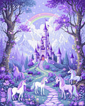 Enchanted Unicorn Castle Magical Scene Rug