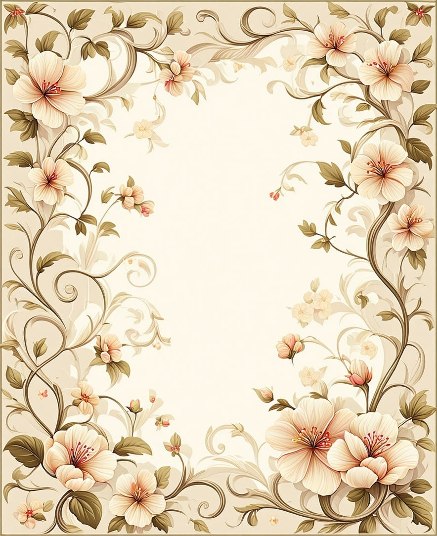 Soft Floral Vine Pattern Art Rug