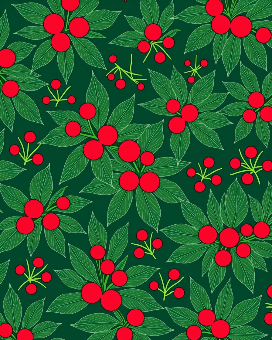 Evergreen Red Berry Foliage Rug