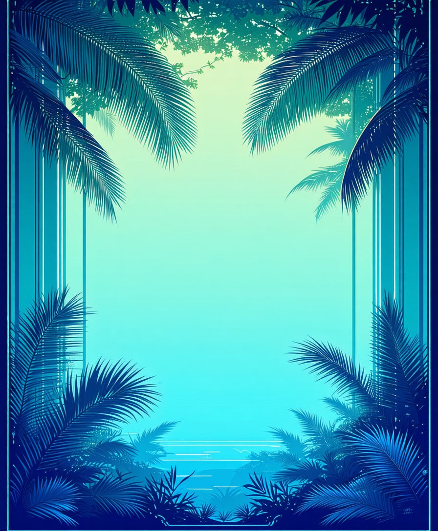 Tropical Palm Frond Gradient Design Rug