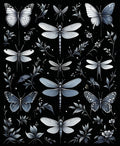 Nature Butterfly Dragonfly Floral Pattern Rug