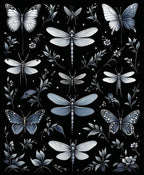 Nature Butterfly Dragonfly Floral Pattern Rug