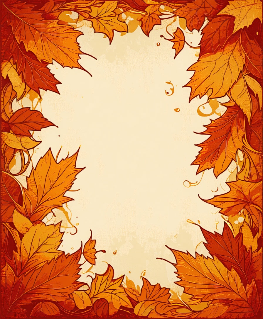 Autumn Leaves Swirling Border Design Rug