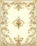 Ornate Gold Ivory Floral Scroll Rug