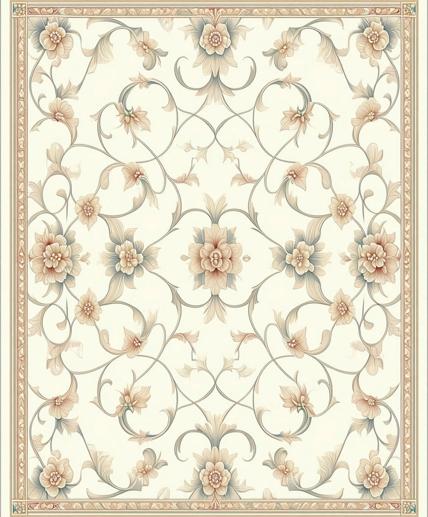 Elegant Floral Scrollwork Pattern Rug