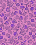 Purple Floral Line Art Pattern Rug
