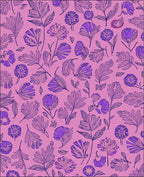Purple Floral Line Art Pattern Rug