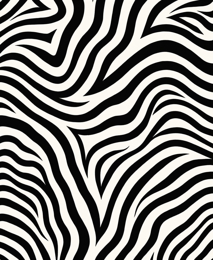Bold Black White Zebra Pattern Rug