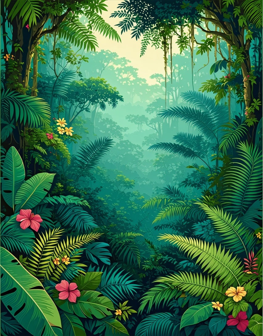 Lush Jungle Exotic Floral Design Rug