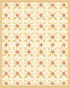 Cream Floral Patterned Elegant Rug