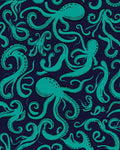 Teal Octopus Tentacle Pattern Rug