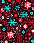 Red Cyan Snowflake Floral Medallion Rug