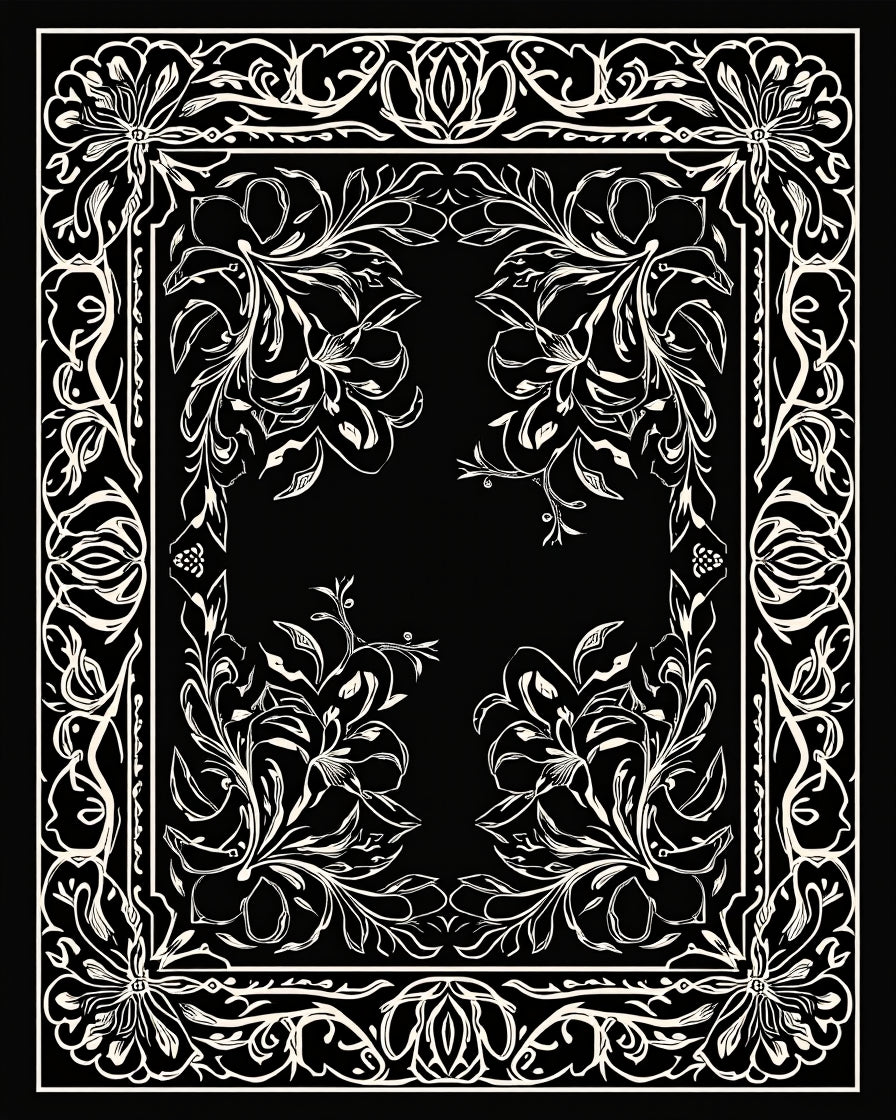 Ornate Floral and Vine Pattern Rug