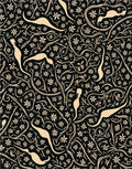 Flowing Floral With Figure Silhouette Pattern Rug