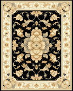 Ornate Floral Vintage Black Rug